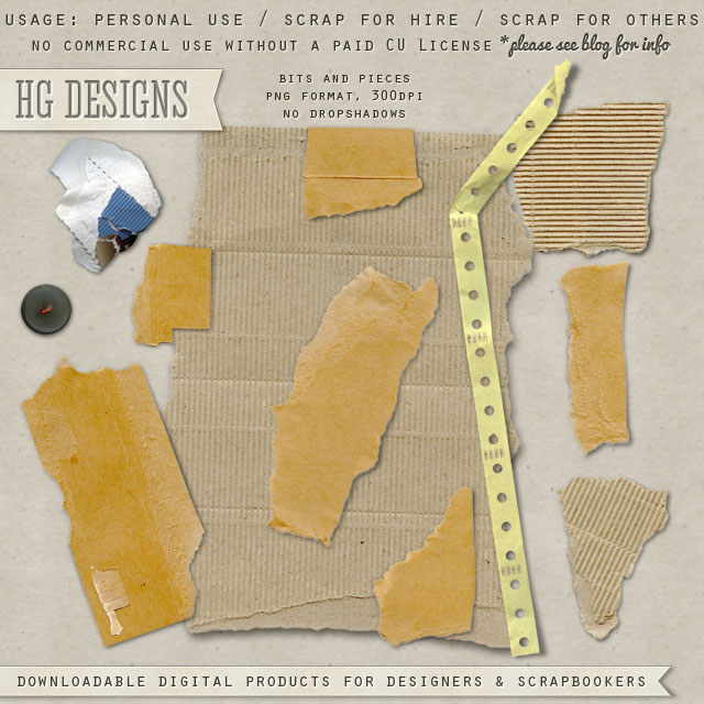 Free scrapbook torn papers "Bits and pieces" from HG designs
